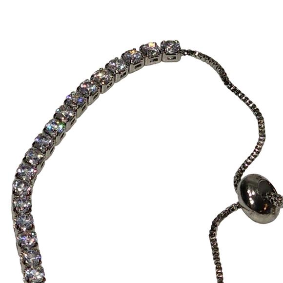 Beautiful Silver Slider Tennis Bracelet Made with Brilliant Swarovski Crystals - Picture 4 of 8